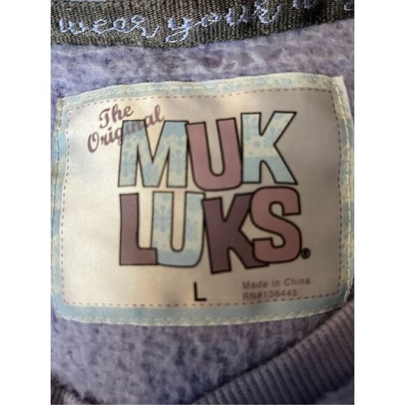 Muk Luks Women’s Large Sherpa Colorblock Top & Fleece Jogger Set Outfit - Picture 5 of 8